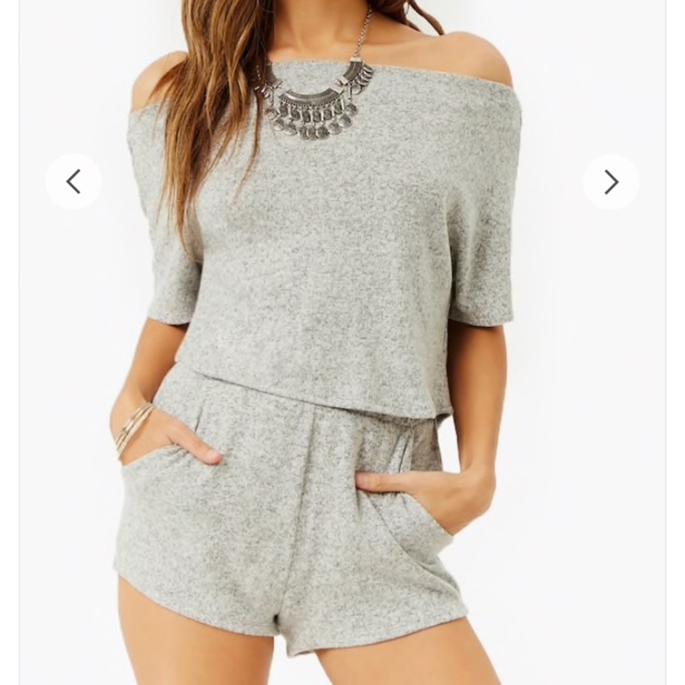 Knit Short and Top Set, Heather Grey, Forever 21